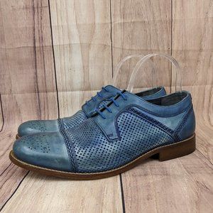 NICO NERINI Men's Cap Toe Derby Shoes Cerulean Blue Lace Up EU 42 Italia…